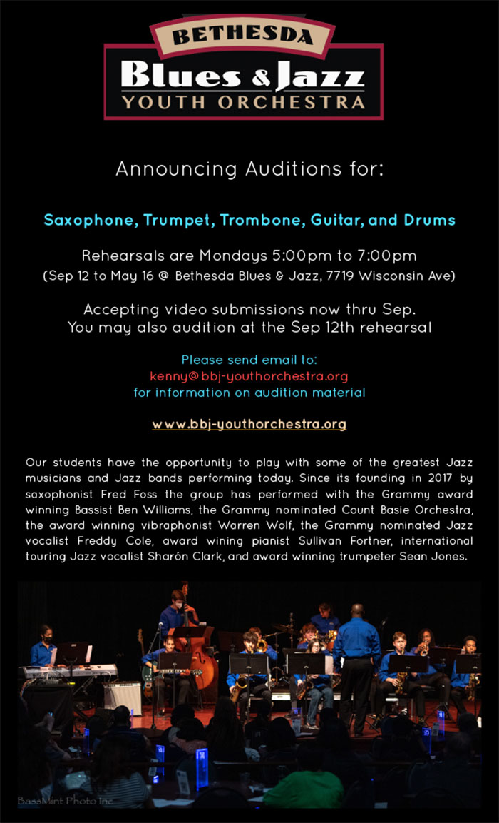 Bethesda Blues and Jazz Youth Orchestra Auditions DCjazz